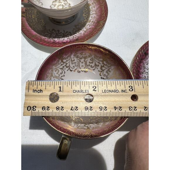 Bavaria Germany Pink Gold Floral Design Tea Cup & Saucer Set Of Two - Picture 8 of 11